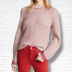 Rag & Bone "Cheryl" Red Chunky Crewneck Wool Blend Sweater Size L